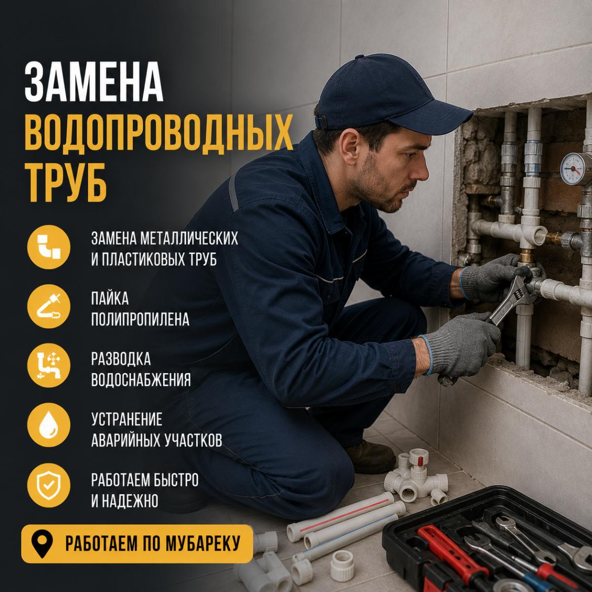 Услуги сантехника в Мубарек — Замена водопроводных труб